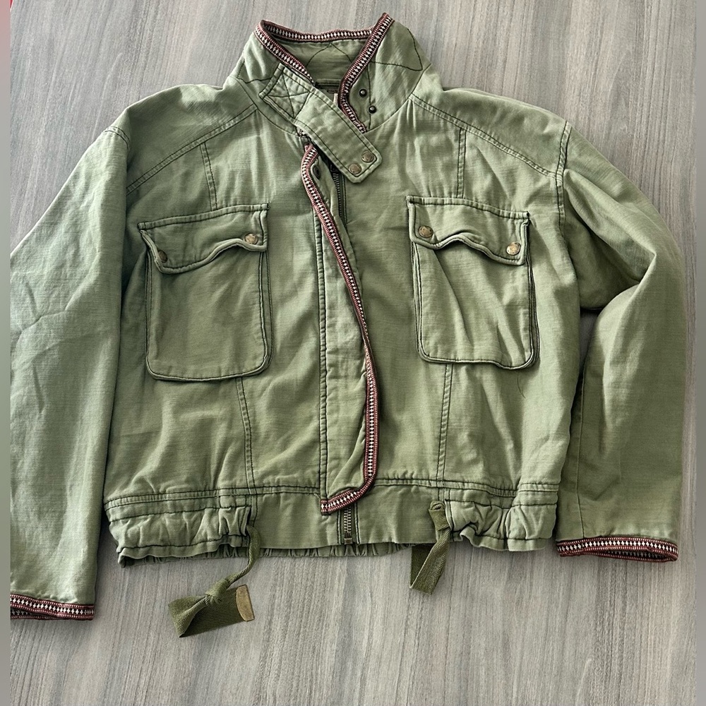 Free People Olive Bomber Jacket OVERSIZED